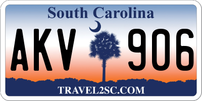 SC license plate AKV906