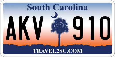 SC license plate AKV910