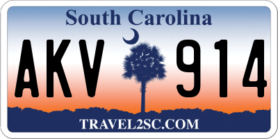 SC license plate AKV914