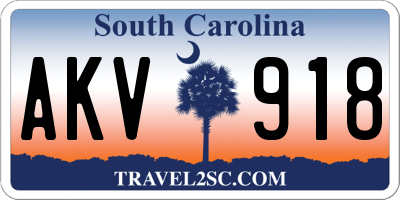 SC license plate AKV918