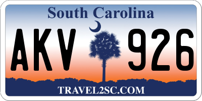 SC license plate AKV926