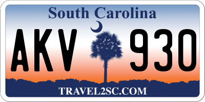 SC license plate AKV930