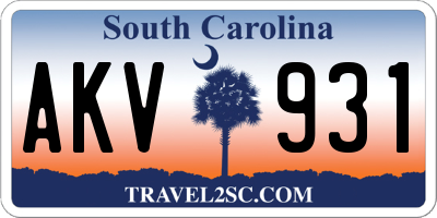 SC license plate AKV931