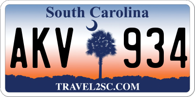 SC license plate AKV934
