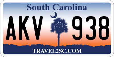 SC license plate AKV938