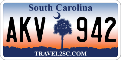 SC license plate AKV942