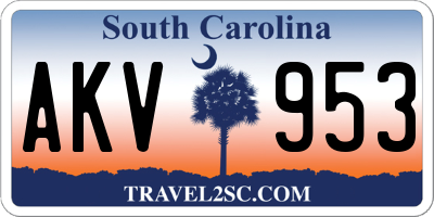 SC license plate AKV953