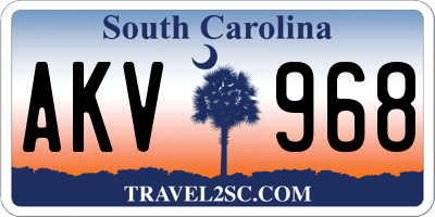 SC license plate AKV968