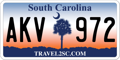 SC license plate AKV972