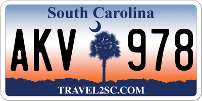 SC license plate AKV978
