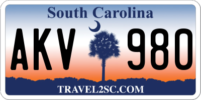 SC license plate AKV980