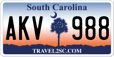 SC license plate AKV988
