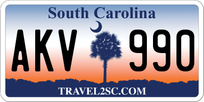 SC license plate AKV990