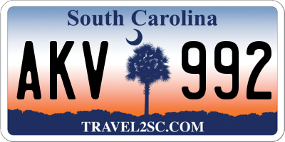 SC license plate AKV992