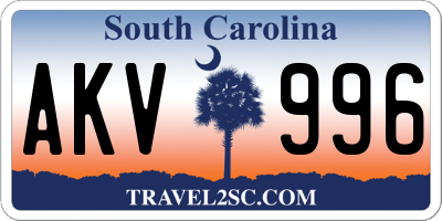 SC license plate AKV996