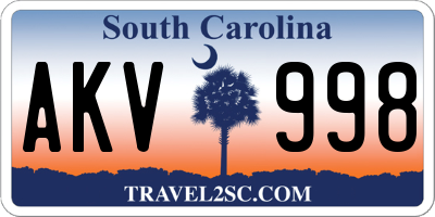 SC license plate AKV998