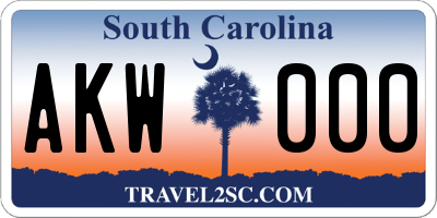 SC license plate AKW000