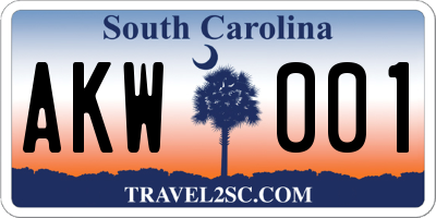 SC license plate AKW001