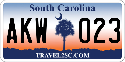 SC license plate AKW023