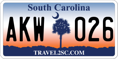 SC license plate AKW026