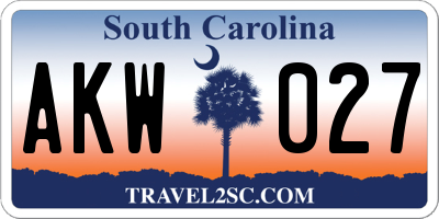 SC license plate AKW027
