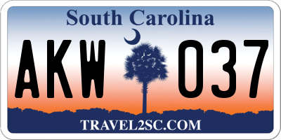 SC license plate AKW037