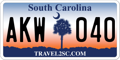 SC license plate AKW040