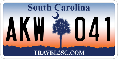 SC license plate AKW041