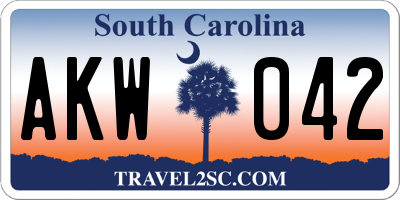 SC license plate AKW042