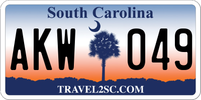 SC license plate AKW049