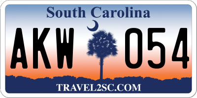 SC license plate AKW054