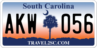 SC license plate AKW056