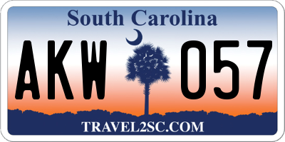 SC license plate AKW057