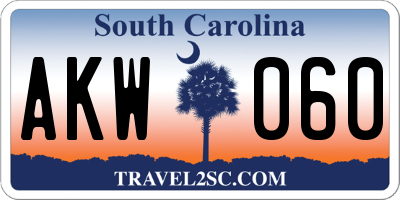 SC license plate AKW060