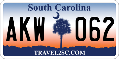SC license plate AKW062