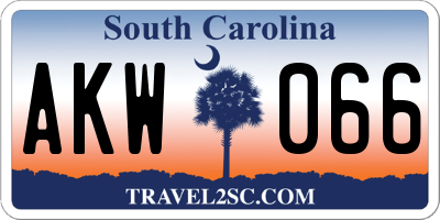 SC license plate AKW066