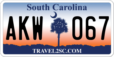 SC license plate AKW067