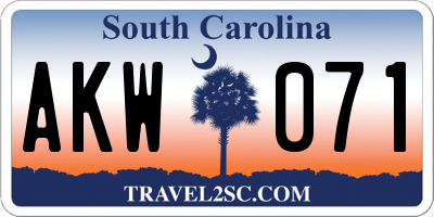 SC license plate AKW071