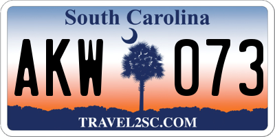 SC license plate AKW073