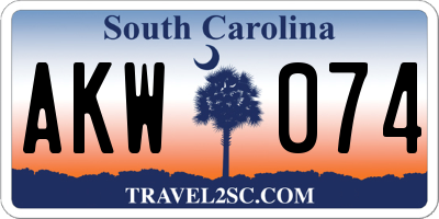 SC license plate AKW074