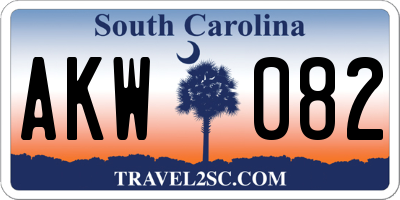 SC license plate AKW082