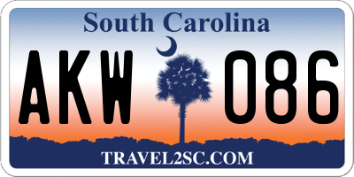 SC license plate AKW086