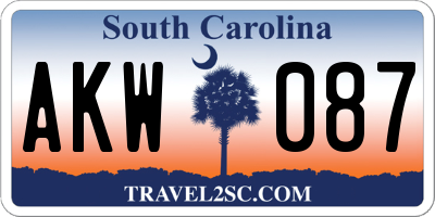 SC license plate AKW087