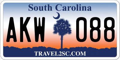 SC license plate AKW088