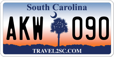 SC license plate AKW090