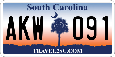 SC license plate AKW091