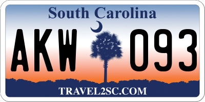 SC license plate AKW093