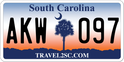 SC license plate AKW097