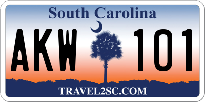 SC license plate AKW101