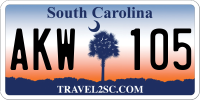 SC license plate AKW105